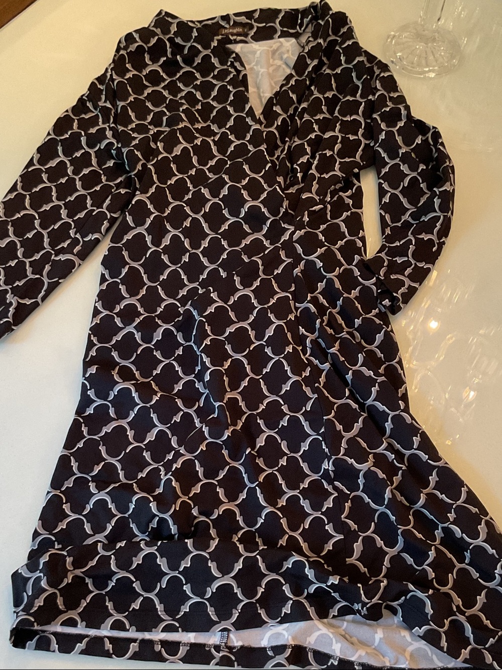 J MLaughlin Black and White Geometric Wrap Dress - Women